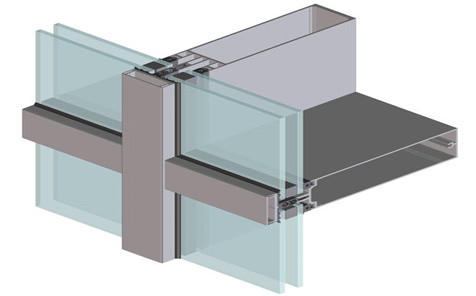 Double Silver Low-E Coating Film Glazed Stick-built System Glass Facade Curtain Wall Office Buildings