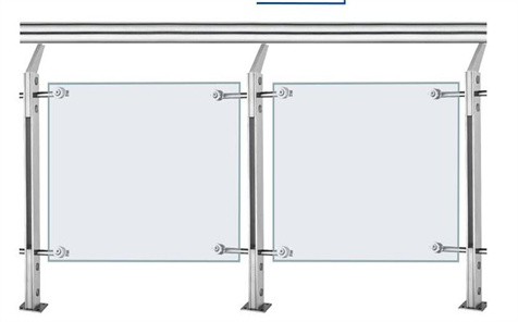 Stainless Steel Brushed Finishing Un-drilled Post Mount Toughened Glass Stair Balustrade