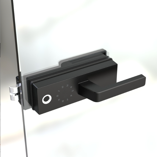 Store Commercial Glass Door With Fingerprint Lock