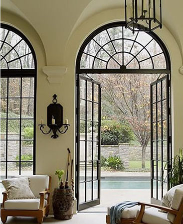 Black Steel Framed Glass Entry Door