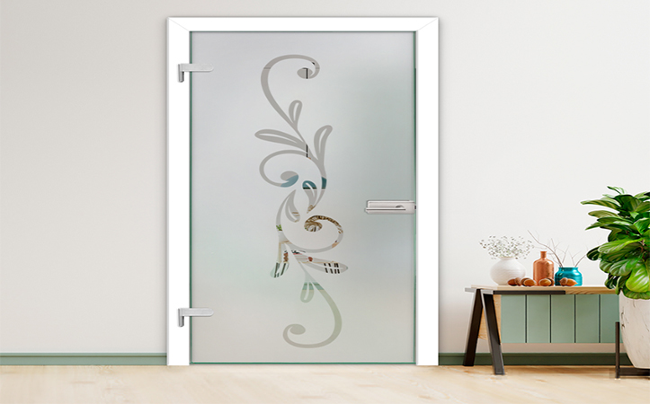 Fasec Fabricated Frameless Swing Frosted Glass Hinged Door