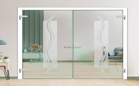 Fasec Fabricated Frameless Swing Frosted Glass Hinged Door