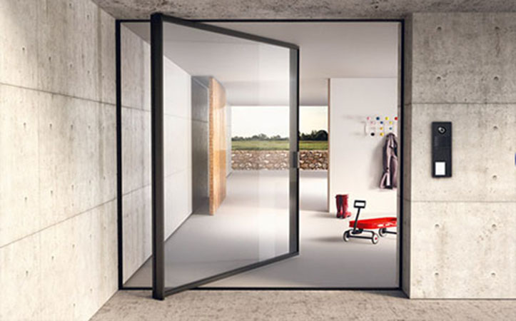 Pivot Black Aluminium Swing Door for House