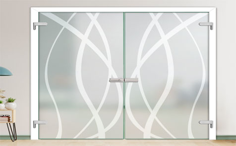 Semi-Private Frosted  Double Pane Modern Design Glass Hinged Door