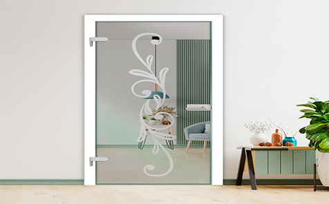 Bathroom Frosted Tempered Glass Hinged Door with Handles