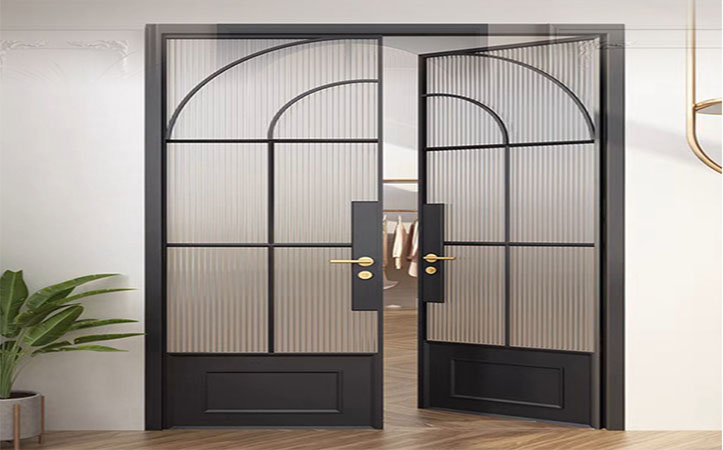 French Style Arched Steel Balcony Swing Door