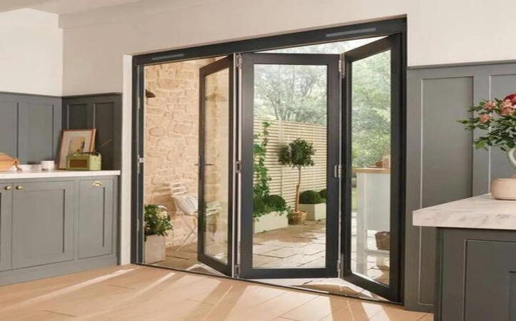 European Standard Bifold Doors Tempered Glass Aluminum Villa Folding Door