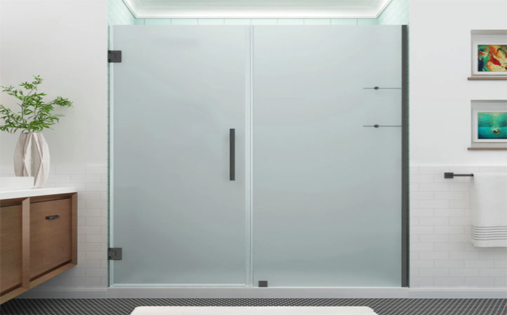 Frosted Double Pane Tempered Glass Shower Room Swing Door