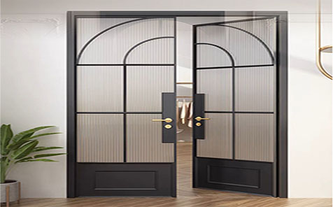 French Style Arched Steel Balcony Swing Door