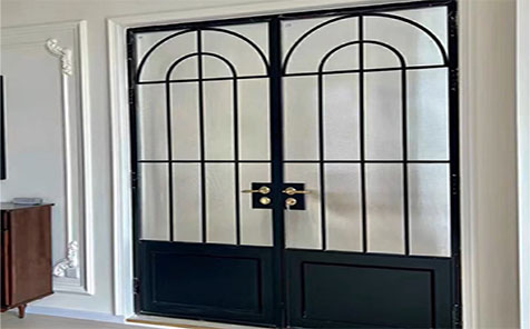 French Style Arched Steel Balcony Swing Door