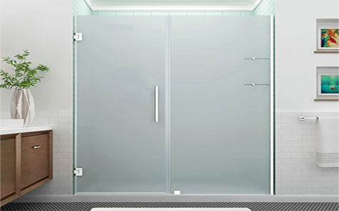 Frosted Double Pane Tempered Glass Shower Room Swing Door