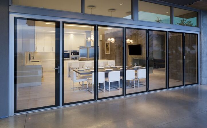 Stacking sliding door frameless aluminum sliding door glass folding door